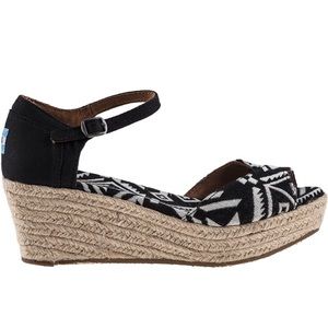TOMS Platform “Festival” Sandal, Black Woven